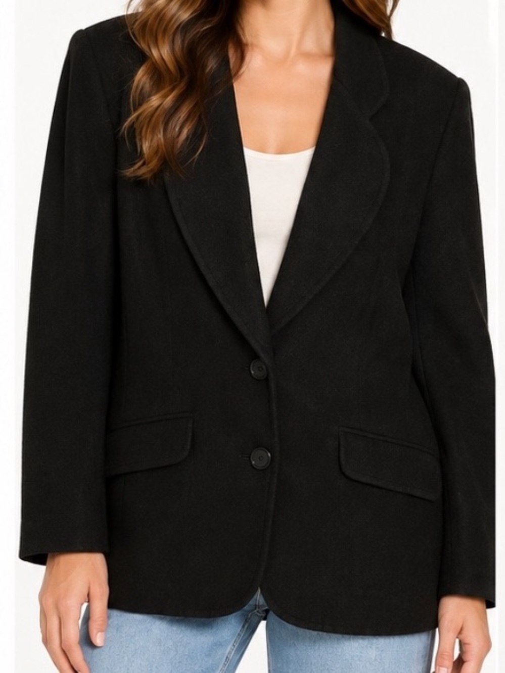 Vintage Laura Scott Black‎ Wool Blazer